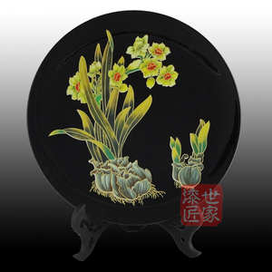 福州三宝福州脱胎漆器漆盘摆件 传统手工艺礼品 福建水仙