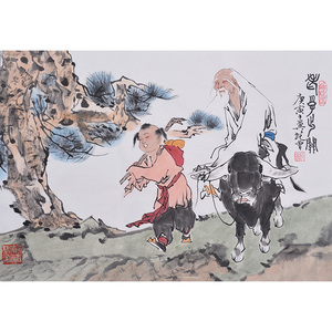 老子出关范曾人物画手绘国画竖幅写意名人字画装饰画作品收藏