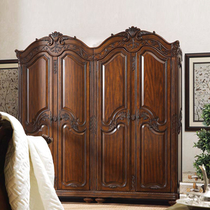 欧式储物柜主卧室衣帽间衣橱美式两门衣柜家用别墅雕花家具定制