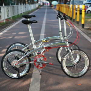 eiosix犀牛抛光银11速20寸折叠自行车海豚架高亮银色高级限量定制