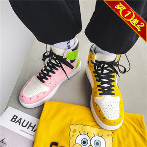 aj男鞋春季海绵宝宝动漫联名派大星高帮板鞋潮流百搭鸳鸯学生潮鞋