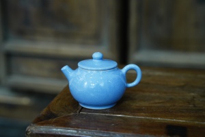 一善定制仿古紫砂壶 少见原矿均釉巨轮珠 老段泥料天青蓝色泡茶壶