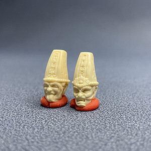 天然猛犸牙冰料雕刻 黑白无常 一见发财 弟子珠配珠diy配饰