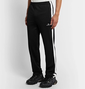 balenciaga/巴黎世家 刺绣锁扣 白色条纹 黑色/蓝色 卫裤运动裤