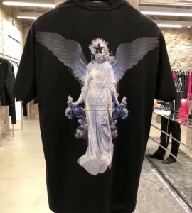 givenchy/纪梵希 gvc 后背天使翅膀 胸前字母logo 黑色 短袖t恤