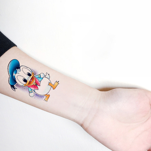魔力彩色唐老鸭卡通纹身贴男女防水持久洗不掉的韩国清新手臂贴纸