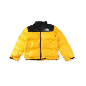 supreme联名款皮质拼色羽绒棉棉服棉衣