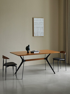 北欧简易实木餐桌现代简约创意原木书桌工业风铁艺复古家用饭桌