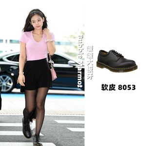 blackpink jennie同款美国dr.martens 8053 5孔软皮马丁低帮鞋女
