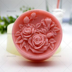 新款原版玫瑰花皂模具硅胶 香薰石膏滴胶慕斯蛋糕圆形玫瑰花模具