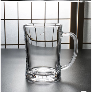 加厚带把玻璃杯啤酒杯 超大容量家用大口径水杯透明泡茶杯饮料杯