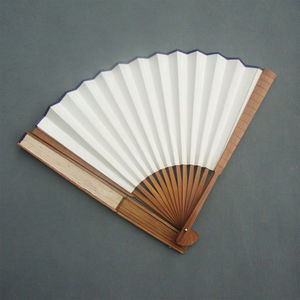 国画书法空白扇子 中国风工艺绘画扇 10寸竹节仿古宣纸折扇 22方