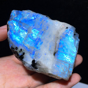 天然斯里兰卡蓝月光石原石吊坠蓝强光原矿毛料雕刻料水晶标本摆件