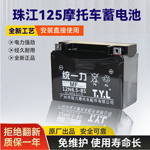 统一力摩托车电池12v6.5a蓄电池宗申珠江豪江CG125专用电瓶干电池