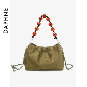 达芙妮Daphne气质珍珠包休闲时尚腋下包轻奢新中式褶皱饺子包女包
