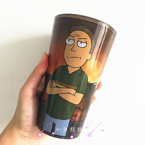 rick和andmorty瑞克与莫蒂爸爸jerry个性钢化玻璃马克饮料水杯子