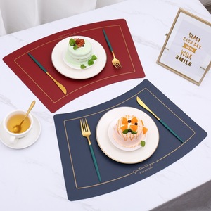 高档中国风家用皮革餐垫酒店餐厅扇形西餐垫中式防油隔热餐桌盘垫