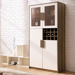 北欧现代简约风格白色四门红酒柜时尚酒柜带酒架储物柜