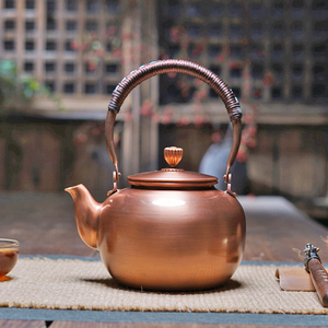 京界临手工养生纯紫铜壶大容量泡茶壶烧水壶煮茶壶 铜器功夫茶具