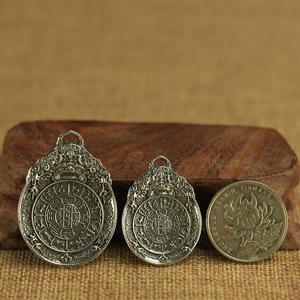 西藏密宗99纯银九宫八卦牌藏式藏八宝九宫八卦牌腰牌挂坠