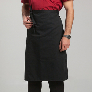 厨师半身围裙餐饮专用男烘焙饭店厨房女黑色半截防水帆布工作围腰