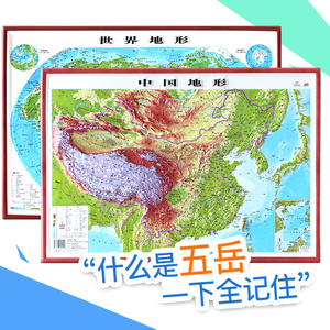 【3d立体图】世界地形+中国地形 四开套装 凹凸地貌三维地势 立体地图图片