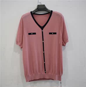 格莱蒂尔女天丝短袖毛衣2021夏季新款休闲显瘦针织t恤衫gm-133232