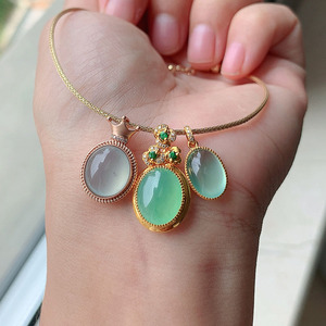 一云翡翠 天然a货翡翠蛋面吊坠锁骨坠18k金镶嵌款式参考直播专拍