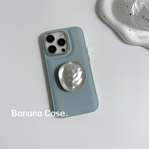 BananaCase韩国ins软呼呼蓝色银色元宝支架适用于iphone14promax手机壳13pro苹果15新款11/12pro防摔XR软壳xs