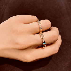 法国代购chaumet/尚美巴黎缘系戒指 18k玫瑰金 宽窄镶钻 情侣对戒