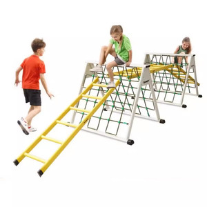 户外越野战道儿童攀爬A字网架三只梯子组合感统平衡探索格乐普