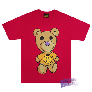 drew house justin bieber 贾斯汀比伯泰迪熊圆领短袖男休闲t恤女