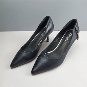 欧美时尚浅口气质时装细跟真皮牛皮特价女鞋商场品牌简约工作单鞋