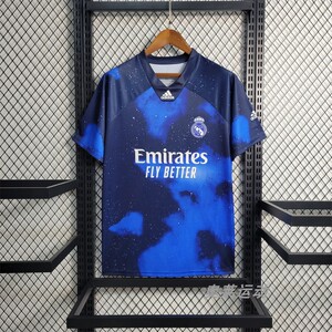 正品adidas1819西甲皇马复古星空蓝球迷款球衣短袖足球训练服运动