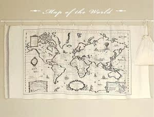世界地图现代简欧式软装 装饰画窗帘 桌布茶几门帘 棉麻布料