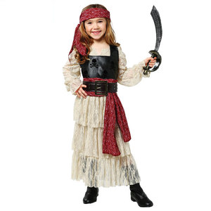 COS万圣节儿童节聚会派对儿童女加勒比流氓海盗船长裙子装扮服装