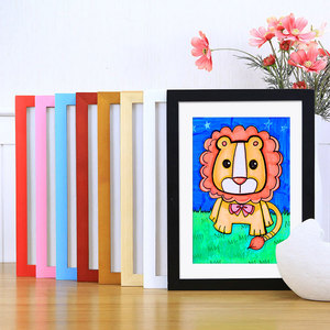 儿童绘画展示框实木相框a3a4摆台挂墙幼儿园展示框装裱画框油画框
