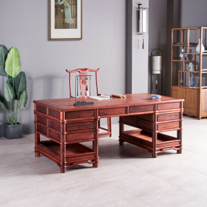 红木家具非洲小叶紫檀老板办公桌新中式实木赞比亚血檀书桌大班台