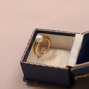 BLOOM 国产18K包金天然淡水珍珠戒指珍珠镶嵌戒指