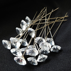 塑料钻石针透明装饰针定位针镀镍钢材质亚克力珠光针花艺大头针