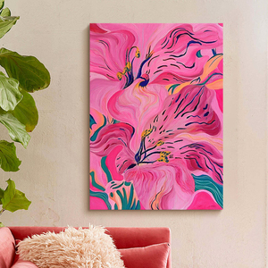 现代简约客厅手绘油画抽象花卉装饰画粉色丙烯肌理画玄关卧室挂画