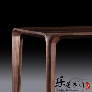 北美黑胡桃木餐桌北欧长方形简约纯全实木饭桌轻奢设计师原木家具