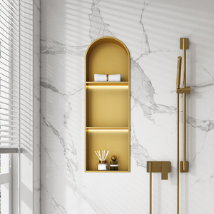 三炫网红弧形壁龛304不锈钢嵌入式卫生间置物架金属隔板定制