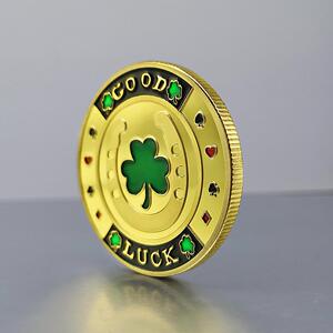 几微米工艺淘宝【卡牌精装】三叶草幸运扑克把玩硬币纪念品压牌器