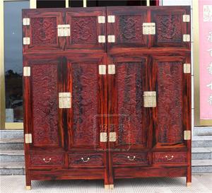 红木家具老挝大红酸枝木雕龙顶箱柜交趾黄檀实木中式卧室衣柜古典