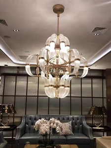 创意牛角客厅吊灯餐厅卧室水晶灯设计师现代简约轻奢复式楼梯灯具