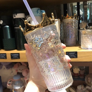 星巴克2020周年庆美人鱼女神玻璃杯皇冠鱼鳞马克杯保温咖啡杯水杯
