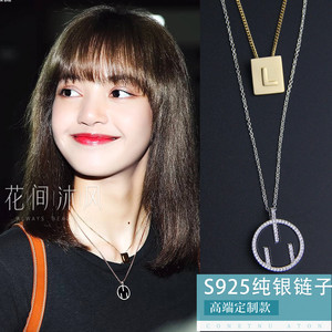 lisa同款项链 blackpink韩式女团风颈链双层字母choker吊坠锁骨链