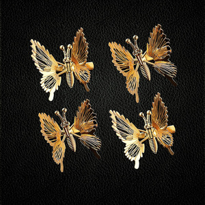 小时候会动的蝴蝶发夹子头饰弹簧发卡女孩儿童年水钻抖动对夹侧边