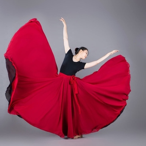 雪纺长裙两面穿跳舞大摆裙表演服装国标舞练功服比赛表演服广场舞